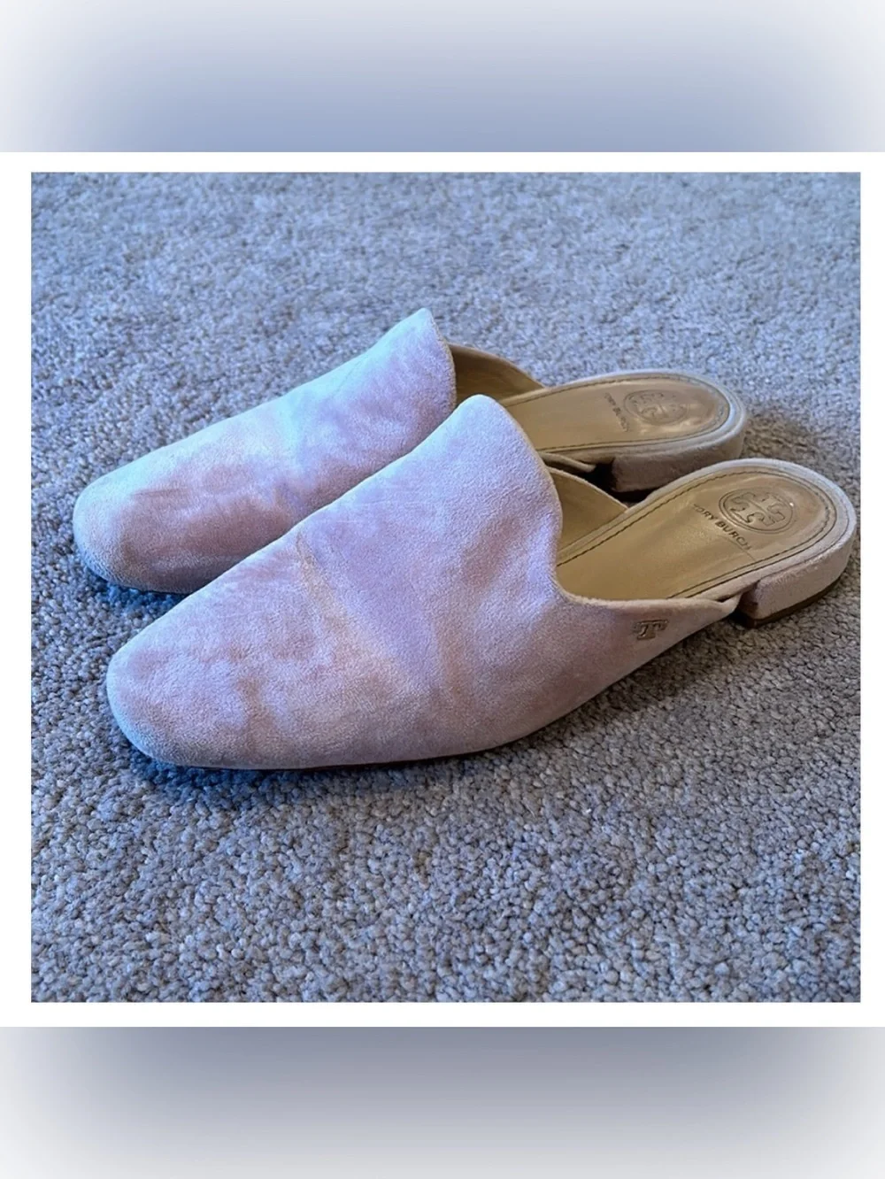 Tory Burch Pink Suede Backless Loafers